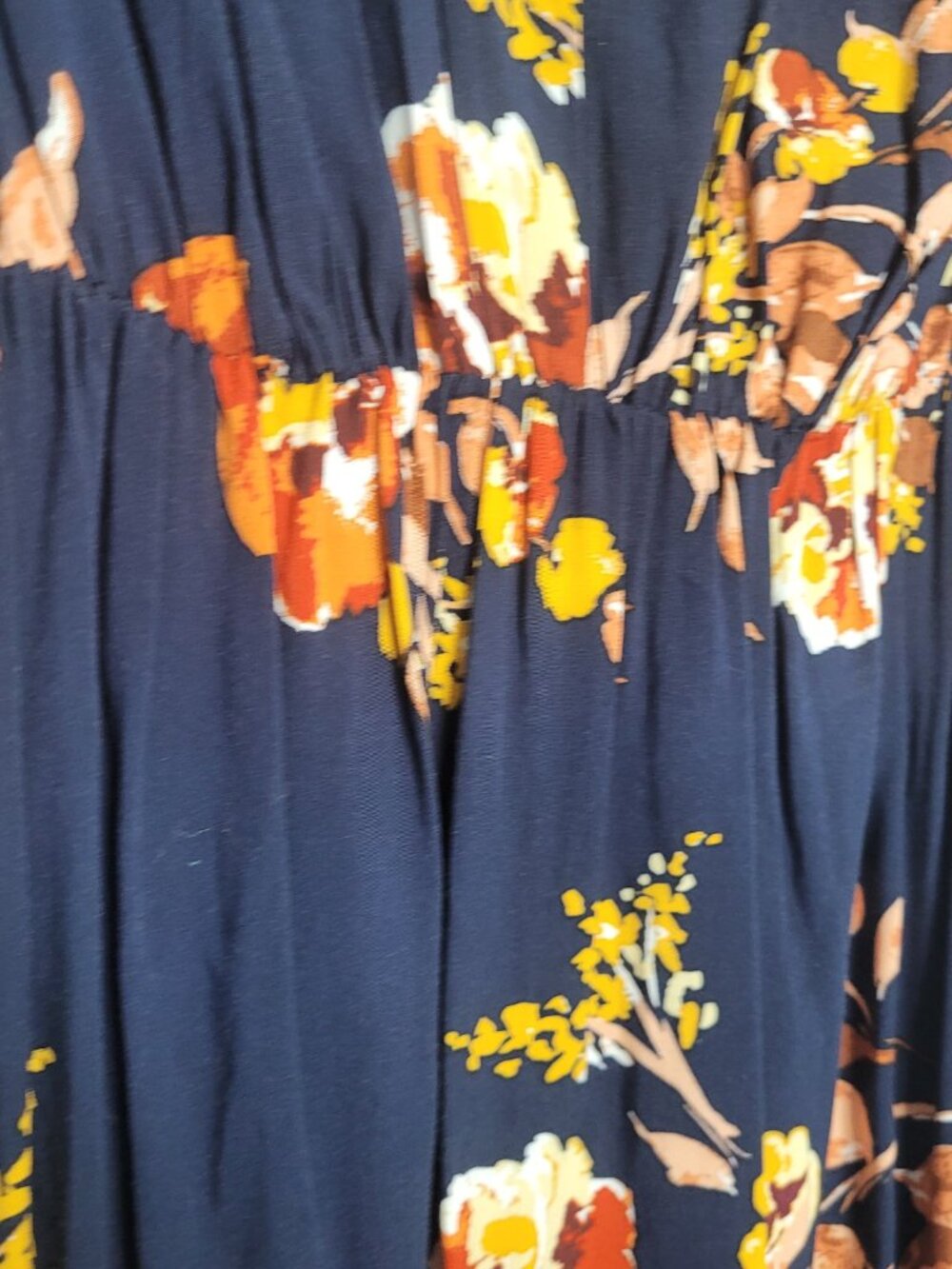 Isabel Maternity dark blue orange floral elastic waist belt tie cottage dress M - Picture 6 of 7